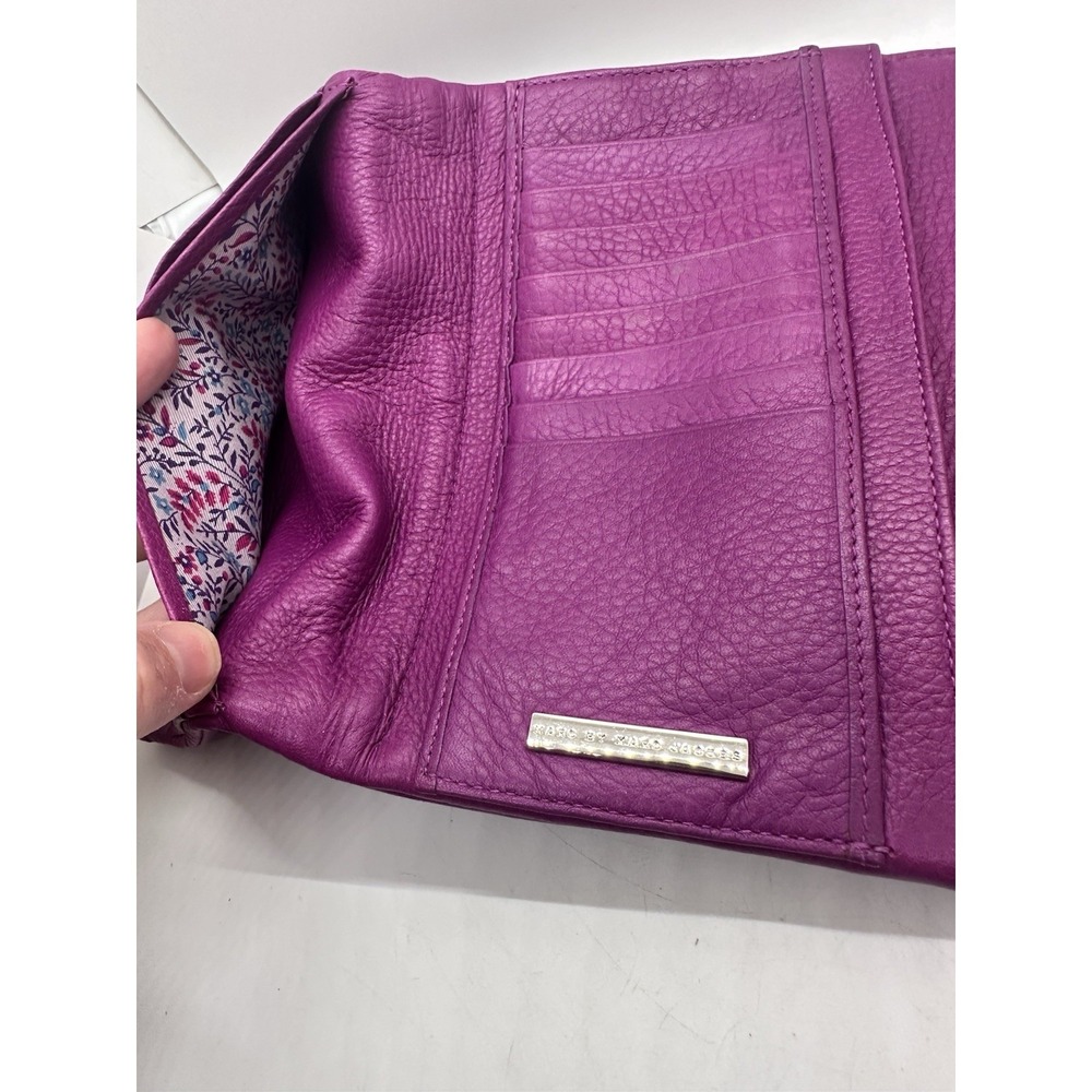 Marc by Marc Jacobs Purple Pebbled Leather Turnlock Flap Continental Wallet - Picture 8 of 9